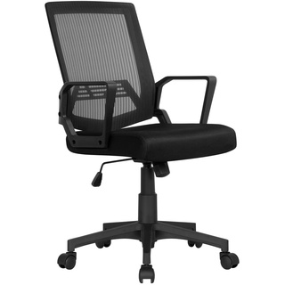 Yaheetech Bürostuhl Schreibtischstuhl ergonomischer Drehstuhl Chefsessel Wippfunktion mit Armlehnen,Schwarz