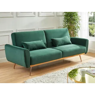 vente-unique Schlafsofa Klappsofa 3-Sitzer - Samt - Tannengrün - LAUNEI