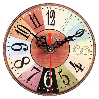 Holz-Wanduhr, 12,7 cm, rund, rustikaler Vintage-Stil – geräuschlos, batteriebetrieben, antike Holzuhr für Wohnzimmer, Küche, Schlafzimmer, Badezimmer-Dekor, kleine runde Holz-Hängeuhr im Landhausstil