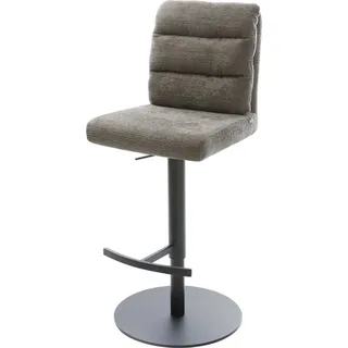 DELIFE Barhocker Pela-Flex, Drehfuß höhenverstellbar Metall Schwarz Bouclé Soft Schlamm grau
