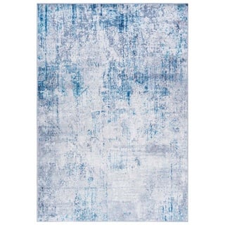 Designteppich Modern Teppich Wohnzimmerteppich Abstrakt Vintage Blau Grau, Mazovia, 200 x 300 cm, Fußbodenheizung, Allergiker geeignet, Rutschfest blau|grau 200 x 300 cm