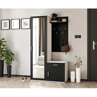 Ax Living Garderobe Mit Spiegel Magnola – 100 Cm Breit, Weiß & Schwarz
