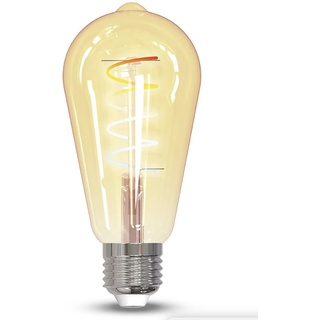 tint Smarte LED-Birne Retro Gold – Steuerbar perBluetooth, Alexa, Fernbedienung oder App – Dimmbare E27 Glühbirne mit warm- und kaltweißem Licht 1800-6500 K, 5,5 W...