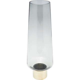 Kare Desig Vase Noble Ring, Grau/Messing, Deko Vase, Blumenvase, Glas, Stahl Verzierungen,mundgeblasen, Unikat, 40x14x14 cm (H/B/T)