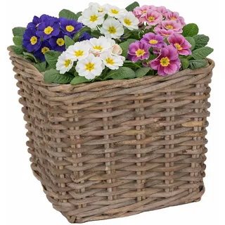 Annastore Weidenkorb Weidenkorb quadratisch - Pflanzkorb mit Folie Landhaus Stil Blumenkorb