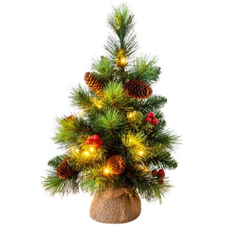 LED Weihnachtsbaum XMAS Deko mit Lichterkette Tannenbaum H 45 cm grün