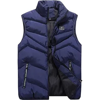 ASKSA Herren Steppweste mit Reißverschlusstaschen Daunenweste Body Warmer Outdoor Sport Winterweste, Blau, L - Blau - L