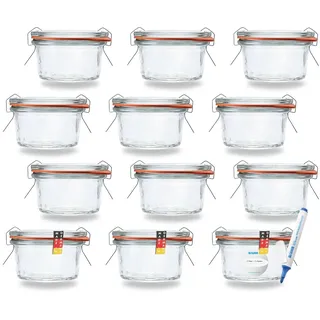 Flaschenbauer - kleines Sturzglas 50ml verwendbar als Mini Eimachglas, Marmeladenglas, Vorratsglas, Konservenglas 12 Stück Inklusive Etikett - Made in Germany