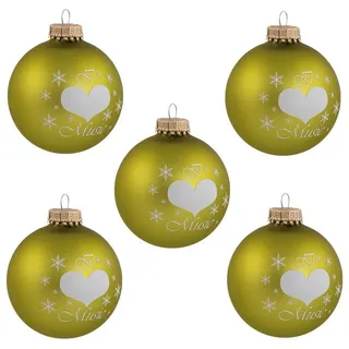 mugesh Weihnachtsbaumkugel 5er-Set Weihnachtskugeln "Love Music" kiwi, für Musiker grün