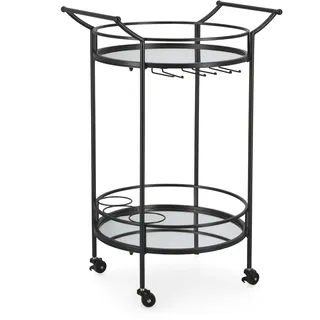 BIZZOTTO Servierwagen Isaac aus Metall, klassisch rundes Design, schwarz, mit Rollen, für Indoor