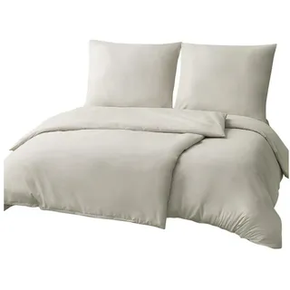 RUIKASI Bettgarnitur Beige Mikrofaser 135 x 200 cm + 80 x 80 cm