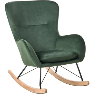 Beliani Schaukelsessel ELLAN Samtstoff 72 x 71 x 70 cm Dunkelgrün