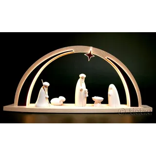 Tietze Erzgebirgsdesign LED Schwibbogen modern Christi Geburt groß 57cm - Feine Handwerkskunst aus dem Erzgebirge