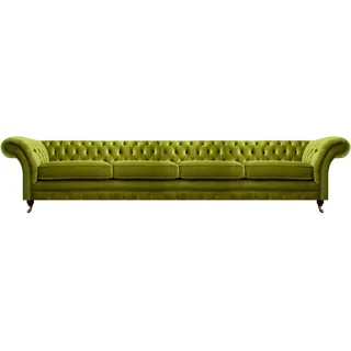 JV Möbel Olivengrüne Chesterfield Möbel Designer 4-Sitzer Couch Textil Sitzmöbel