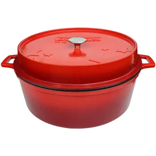 Grillfürst Bratentopf Grillfürst emaillierter Dutch Oven ohne Füsse DO12 - rot