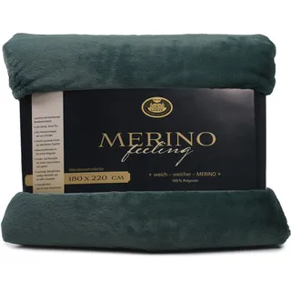 Gözze Merino Decke 180 x 220 cm  dunkelgrün