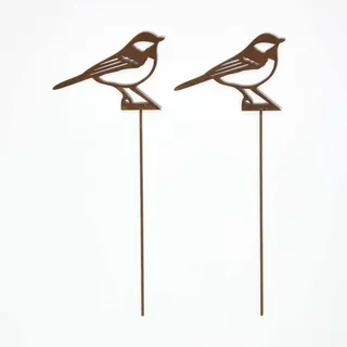 Homescapes Gartenstecker Kohlmeise 37 cm Rost