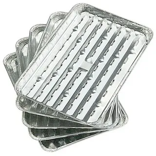 BURI Grillpfanne Alu-Grillpfannen 5er-Set Grillschale Grillrost Grillpfanne Grillkorb, Aluminium