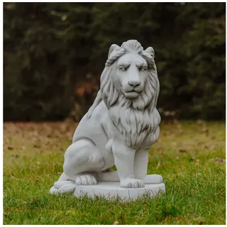 gartendekoparadies.de Gartenfigur Löwen Statue Max, Steinfiguren, H. 95 cm, 460 kg, (2er-Set), Frostsicher grau