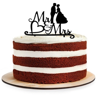 AREA17 Tortenstecker »Cake Topper aus Acryl zur Hochzeit, Mr & Mrs«, (Kuchendeko Tortenstecker, verschiedene Farben, Kuchendekoration und Tortenschmuck), 100% Made in Germany schwarz
