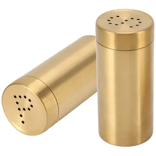 Salzstreuer, Gold, Salz- und Pfefferstreuer, Edelstahl, 2 Stück, Goldenes Gewürzglas, Edelstahl, Rostfrei, Schraubverschluss, Oben Offen, Gewürzstreuer, Flasche für Salz, Zucker,