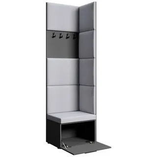 Beautysofa Garderobenschrank mit gepolsterten Paneelen MARGARET V modernes Design, mit praktischen Kleiderhaken grau