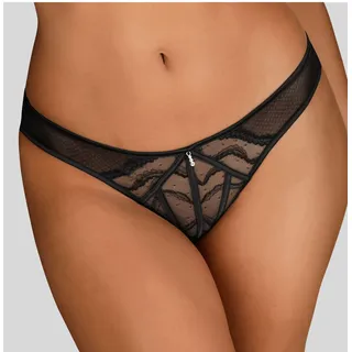 Tanga LASCANA, Damen, Gr. 32/34, schwarz, Spitze, Obermaterial: 49% Polyamid, 36% Polyester, 15% Elasthan, Unterhosen Tanga, mit dekorativen Satinbändern, transparente Unterwäsche, Reizwäsche