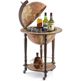 Zoffoli Globus Bar Da Vinci Rust | 40 cm Weltkugel | Hausbar mit Lenkrollen | Barschrank mit Getränkefach | aus Nussbaumholz | ideal für Whiskey und Getränke