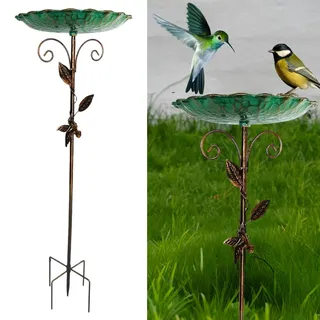 Generisch Vogeltränke Stehend Groß | Vogeltränke Winterfest Metall Vogelbad Garten Stehend Wassertränke für Vögel, Vogeltränke Garten für Draußen Garten Hof Rasen (A)