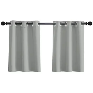 Jibenhome Scheibengardine Bistrogardine Kurzgardinen mit Ösen Vorhang Blickdicht, Küche Fenster (1 St), Scheibengardinen Ösenvorhang Modern Gardinen Kurzstore für Wohnzimmer grau 85 cm x 76 cm
