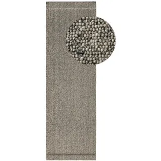 benuta Wollteppich-Läufer, Grau, Textil, Uni, Rechteckig, 70x200 cm, pflegeleicht, Teppiche & Böden, Teppiche, Teppichläufer