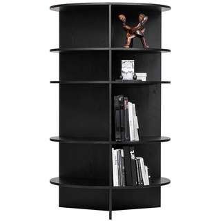Rundes Bücherregal in Schwarz Esche Massivholz