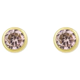 Paar Ohrstecker AMOR "2013592", bunt (gelbgoldfarben, pink, pink), Ohrringe, Damen, 4mm, Gelbgold 375, mit Zirkonia (synth.)