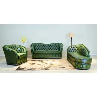 Salottini Luxus Chesterfield Ledergarnitur Leder 3/1/Chaise Kingswood UVP*6.290