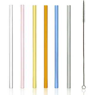 Stölzle Glastrinkhalme 6 St. 20 cm Bunt