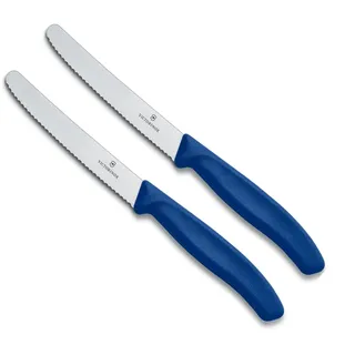 Victorinox | 2 Stück Tafelmesser Swiss Classic | Blau | Tomatenmesser mit Wellenschliff | rostfrei | Swiss Made