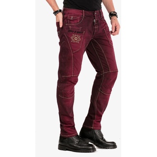 Slim-fit-Jeans CIPO & BAXX Gr. 38, Länge 34, rot (bordeaux) Herren Jeans Slim Fit im Antique Look
