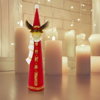 Stand Figur Rentier Schal Advents Zeit Weihnachten rot weiß gold braun Strick Dekoration Eglo 41265