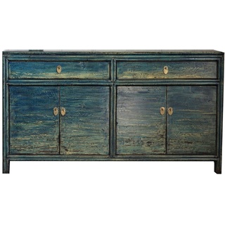 OPIUM OUTLET Möbel Kommode Schrank Sideboard Anrichte 35169-MID blau asiatisch chinesisch orientalisch