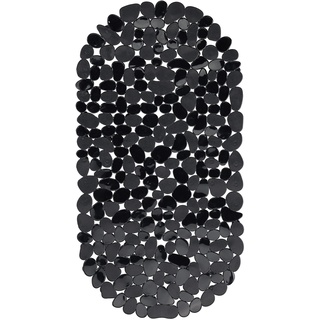 Relaxdays Badewannenmatte Steinoptik, rutschfeste Badeeinlage mit Saugnäpfen, waschbare Rutschmatte, 36 x 68 cm, schwarz, 1 Stück