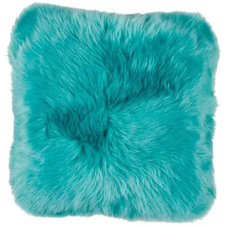 WARM & COMFY Kissen Schaffell 40 x cm Mischgewebe Blau Türkis