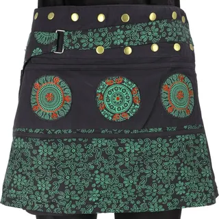 Guru-Shop Minirock Wickelrock, kurzer Rock, Cacheur, Mandala.. alternative Bekleidung schwarz