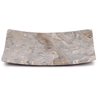 wohnfreuden Marmor Seifenschale grau eckig 12 cm - Naturstein Badezimmer Schale mit Ablauföffnungen