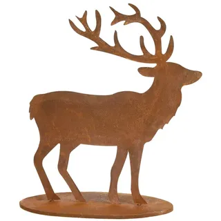 ecosoul Gartendekoration Hirsch stehend mit Platte Metall Rost Deko zum Hinstellen Advent Weihnachten 22cm/8cm/22cm 1 Stück