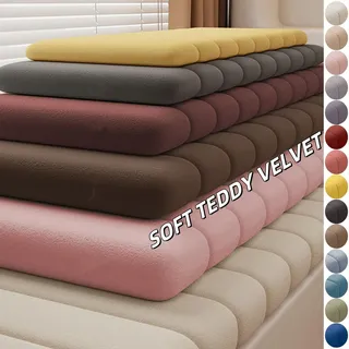 VisLarsc Individuelle Teddy-Samt-Matte, wasserdicht, Katze, kratzfest, für drinnen und draußen, Erkerfensterkissen, Möbel, Terrasse, Sitzkissen mit rutschfester Unterseite (Beige, 190 x 45 x 6,5 cm)