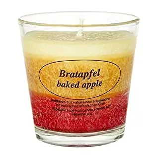 Kerzenfarm Hahn Duftkerze im Glas aus pflanzlichem Stearin, Bio-Stearinkerze, 130 g, mit reinen ätherischen Ölen, Bratapfel, 80 mm x ø 50/78 mm