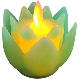 F Fityle Lotus-Lampe, Licht-Buddha, LED-Teelichter, flackernde Kerze, Festival-Feier, Zuhause, Lotus-Design, elektrische Kerzenlichter für den Tisch zu Hause, GRÜN