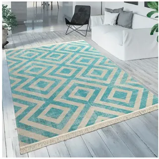 Paco Home Poco 821 Outdoor-Teppich 60 x 100 cm Blau/Weiß