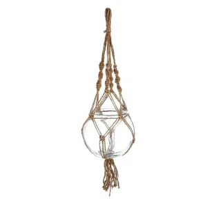 Home-trends24.de Dekohänger Dekohänger Glaskugel Makramee Sisal Hänger Deko Glas Kerzenhänger