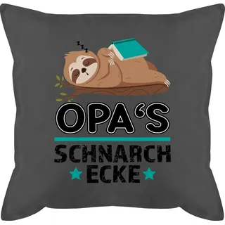 Shirtracer Dekokissen Opa Schnarchecke I Schnarchplatz Geschenk für Opas Bester Opi Faultier, Schnarchecke grau
